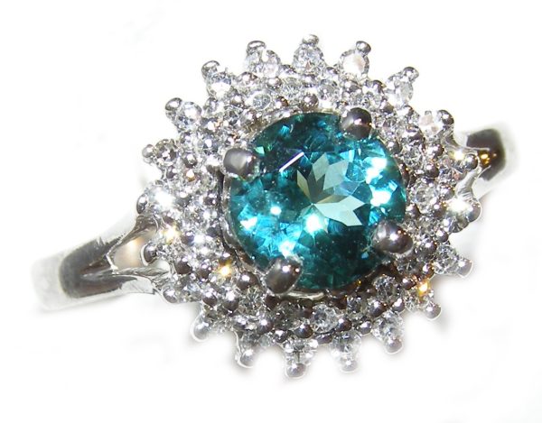 Stunning Blue/Green Tourmaline Diamond Ring 14KWG 1.36 ctw - Image 3