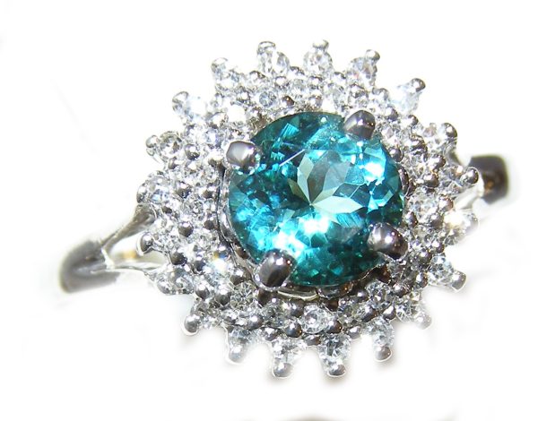 Stunning Blue/Green Tourmaline Diamond Ring 14KWG 1.36 ctw - Image 4
