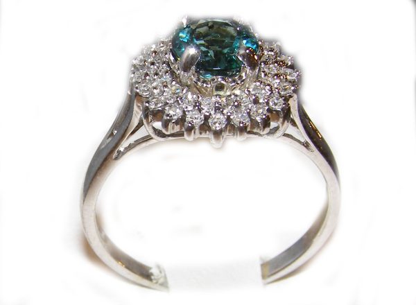 Stunning Blue/Green Tourmaline Diamond Ring 14KWG 1.36 ctw - Image 5