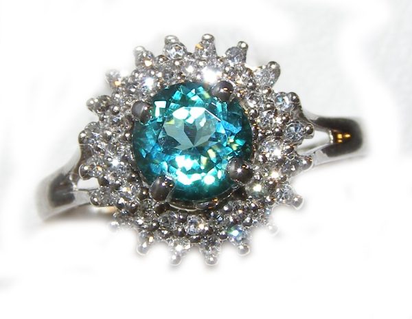 Stunning Blue/Green Tourmaline Diamond Ring 14KWG 1.36 ctw - Image 6