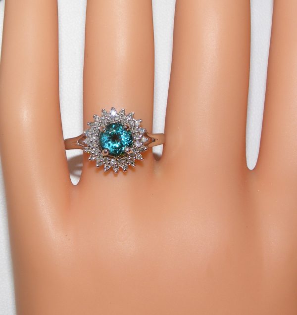 Stunning Blue/Green Tourmaline Diamond Ring 14KWG 1.36 ctw - Image 7