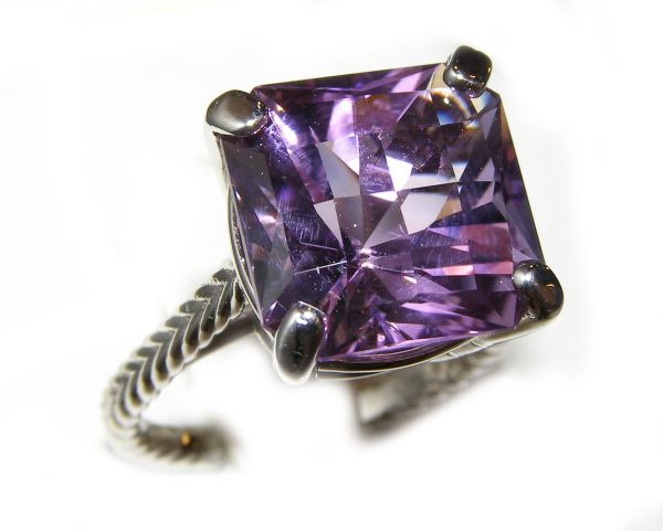 Large Fancy Cut Amethyst Ring 14KWG 4.15 ct - Image 4