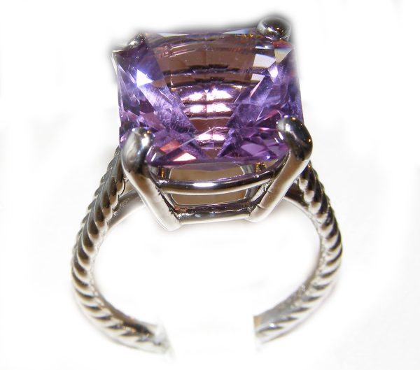 Large Fancy Cut Amethyst Ring 14KWG 4.15 ct - Image 5