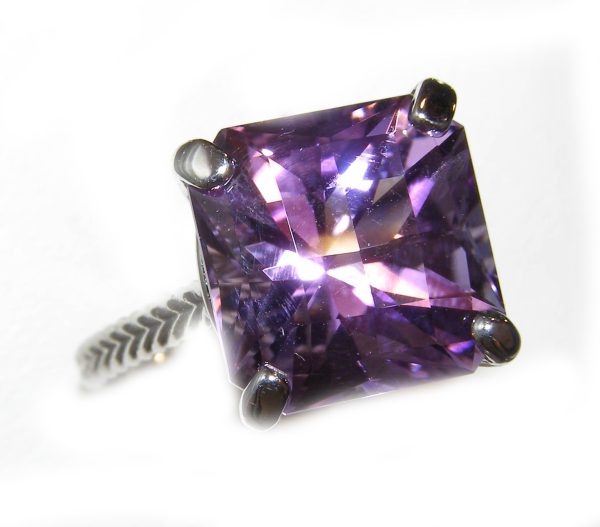 Large Fancy Cut Amethyst Ring 14KWG 4.15 ct - Image 6