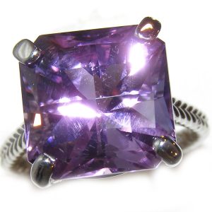 Large Fancy Cut Amethyst Ring 14KWG 4.15 ct