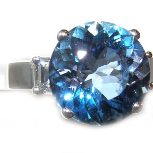 GIA Certified Aqua (See Report)*Diamond Platinum Ring 6.86 ctw