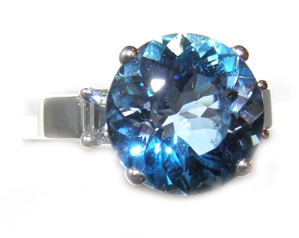 GIA Certified Aqua (See Report)*Diamond Platinum Ring 6.86 ctw