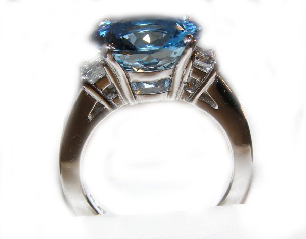 GIA Certified Aqua (See Report)*Diamond Platinum Ring 6.86 ctw - Image 6