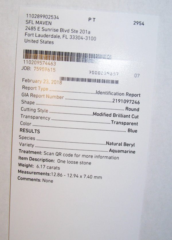 GIA Certified Aqua (See Report)*Diamond Platinum Ring 6.86 ctw - Image 7
