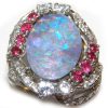 TOP Black Opal Ruby Diamond Platinum Ring 3.96 ctw