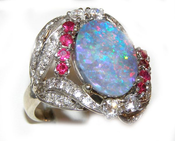 TOP Black Opal Ruby Diamond Platinum Ring 3.96 ctw - Image 8