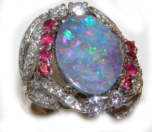 TOP Black Opal Ruby Diamond Platinum Ring 3.96 ctw - Image 9