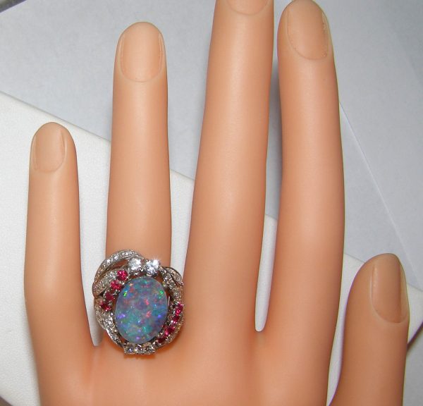 TOP Black Opal Ruby Diamond Platinum Ring 3.96 ctw - Image 10