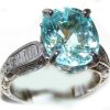 GIT Certified Large Paraiba Tourmaline Diamond Ring 14KWG 7.02 ctw