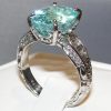 GIT Certified Large Paraiba Tourmaline Diamond Ring 14KWG 7.02 ctw - Image 4