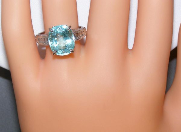 GIT Certified Large Paraiba Tourmaline Diamond Ring 14KWG 7.02 ctw - Image 10