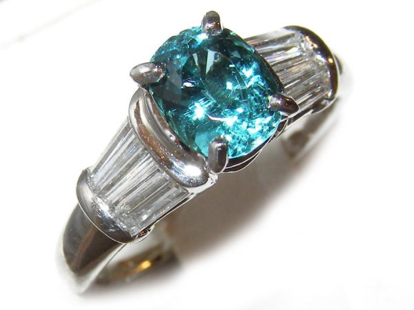 Rare Blue Tourmaline Diamond Platinum Ring 2.04 ctw - Image 3