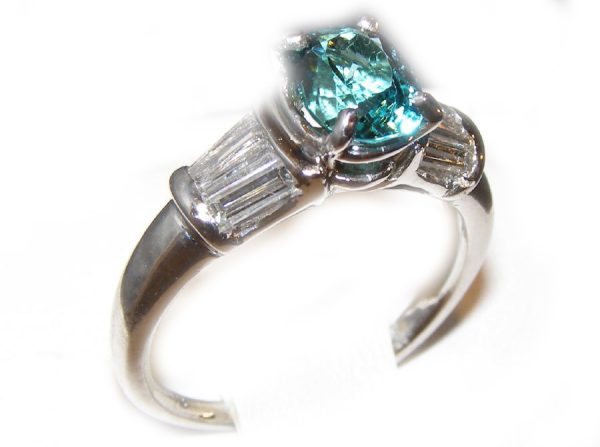 Rare Blue Tourmaline Diamond Platinum Ring 2.04 ctw - Image 4