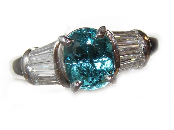 Rare Blue Tourmaline Diamond Platinum Ring 2.04 ctw - Image 5