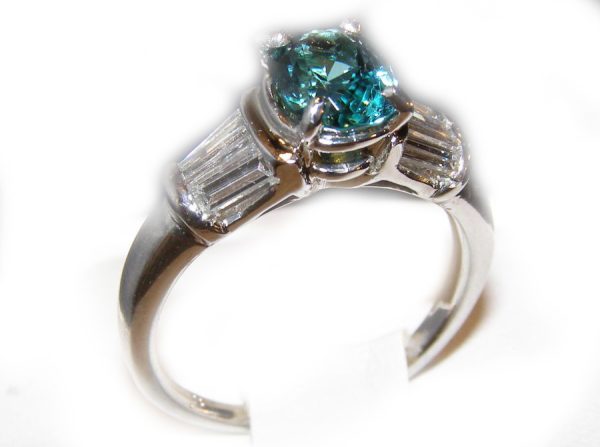 Rare Blue Tourmaline Diamond Platinum Ring 2.04 ctw - Image 6