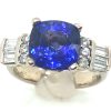 AAA+ Cushion Tanzanite Diamond Ring 14KWG 3.88 ctw