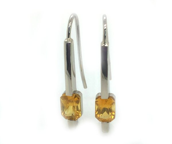 Radiant Cut Golden Yellow Ceylon Sapphire Dangles 1.80 ctw - Image 5