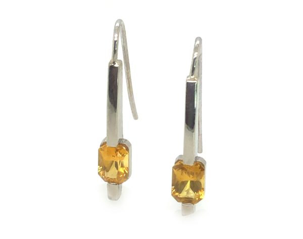 Radiant Cut Golden Yellow Ceylon Sapphire Dangles 1.80 ctw - Image 2