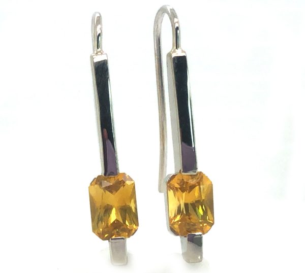 Radiant Cut Golden Yellow Ceylon Sapphire Dangles 1.80 ctw - Image 7