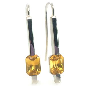 Radiant Cut Golden Yellow Ceylon Sapphire Dangles 1.80 ctw
