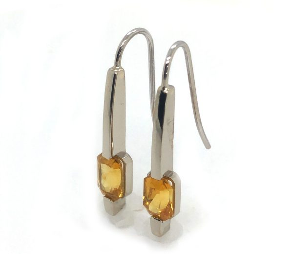 Radiant Cut Golden Yellow Ceylon Sapphire Dangles 1.80 ctw - Image 6