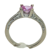 Pink Cushion Cut Sapphire Diamond Ring 14KWG 0.88 ctw - Image 3