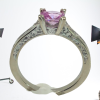 Pink Cushion Cut Sapphire Diamond Ring 14KWG 0.88 ctw - Image 2