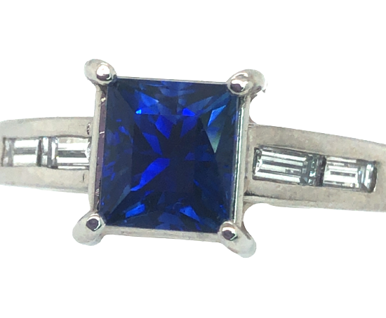 Genuine Blue Sapphire Fine Stone Ring in 14k Solid Gold