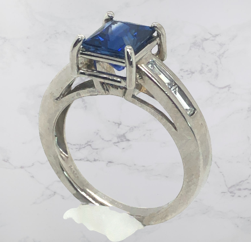 Princess Cut Sapphire Cocktail Ring Bezel Set – Estella Collection