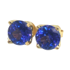 AAA+ Portuguese Cut Tanzanite Stud Earrings 18KYG 3.64 ctw