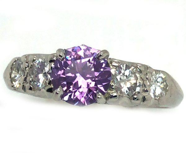 Certified Jeff White Faceted Rock Creek Montana Lilac Sapphire Diamond Platinum Ring 1.44 ctw - Image 6