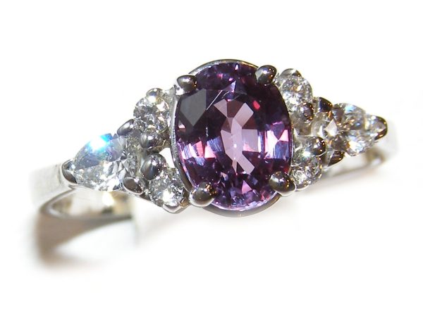 AIGS Certified Purple Sapphire Diamond Ring 14KWG 1.46 ctw - Image 6