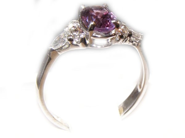AIGS Certified Purple Sapphire Diamond Ring 14KWG 1.46 ctw - Image 2