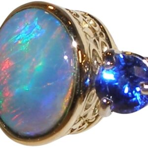 Lightning Ridge Black Opal (N)* Ceylon Sapphire Ring 18KTT