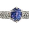 Luxurious Oval Portuguese Cut Tanzanite (H)* Pave Diamond Platinum Ring 3.09 ctw