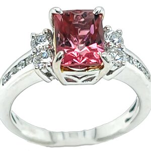 Award Winning John Dyer Faceted Pink Tourmaline (N)* Diamond Ring 14KWG 2.58 ctw