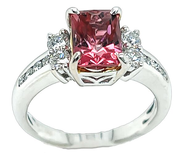 Award Winning John Dyer Faceted Pink Tourmaline (N)* Diamond Ring 14KWG 2.58 ctw