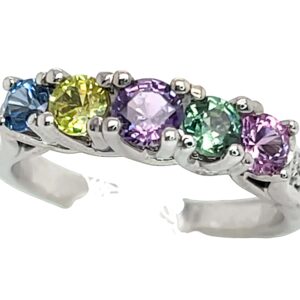 Colorful & Lively Rainbow Sapphire (H)* Diamond Ring 14KWG 1.00 ct