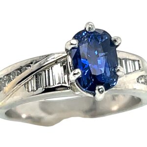 GGTL Certified Cushion Ceylon Blue Sapphire Diamond Platinum Ring 2.03 ctw