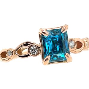 AAA+ Blue Zircon Diamond Ring 14KRG 2.43 ctw
