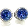 High Quality Tanzanite (H)* Diamond Halo Earrings 14KWG 4.36 ctw - Image 3