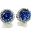 High Quality Tanzanite (H)* Diamond Halo Earrings 14KWG 4.36 ctw - Image 4