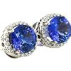High Quality Tanzanite (H)* Diamond Halo Earrings 14KWG 4.36 ctw - Image 5