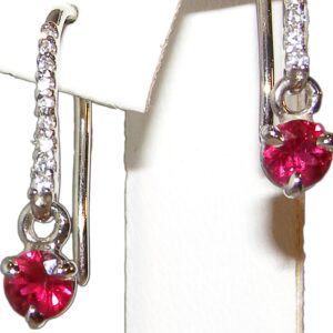 Elegant Dangle Ruby Diamond Earrings 18KWG 1.02 ctw