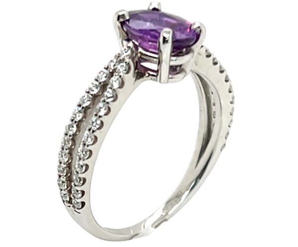 Beautiful Purple/Violet Sapphire Diamond Ring 14KWG 2.45 ctw - Image 6
